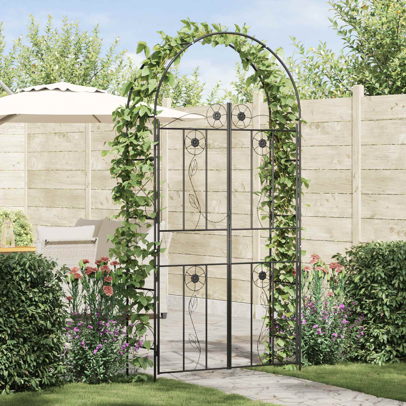 Vidaxl Gartenbogen einfarbig schwarz 115 x 37 x 226 cm