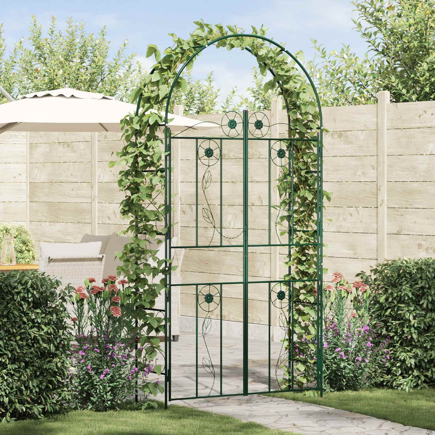 Vidaxl Gartenbogen einfarbig grün 115 x 37 x 226 cm