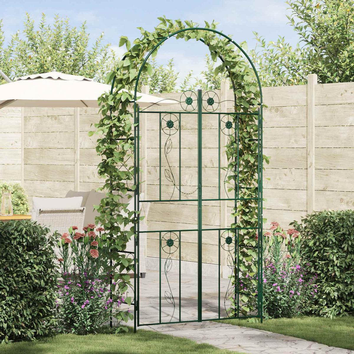Vidaxl Gartenbogen einfarbig grün 115 x 37 x 226 cm