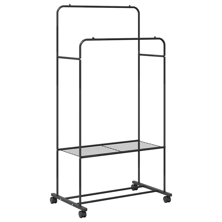 Vidaxx Kleiderständer mit Regal mit Rad mit Stauraum Schwarz 80 x 53 x 156 cm