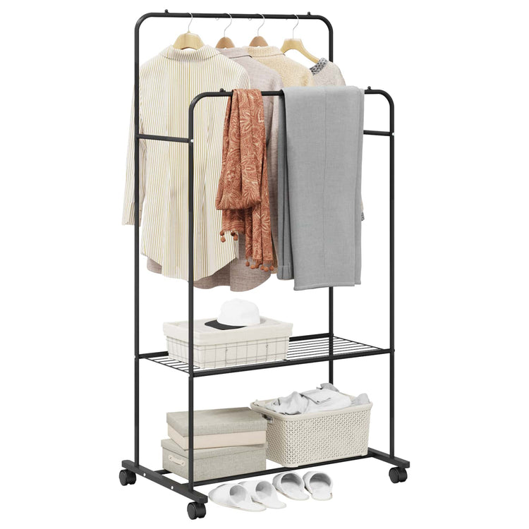 Vidaxx Kleiderständer mit Regal mit Rad mit Stauraum Schwarz 80 x 53 x 156 cm