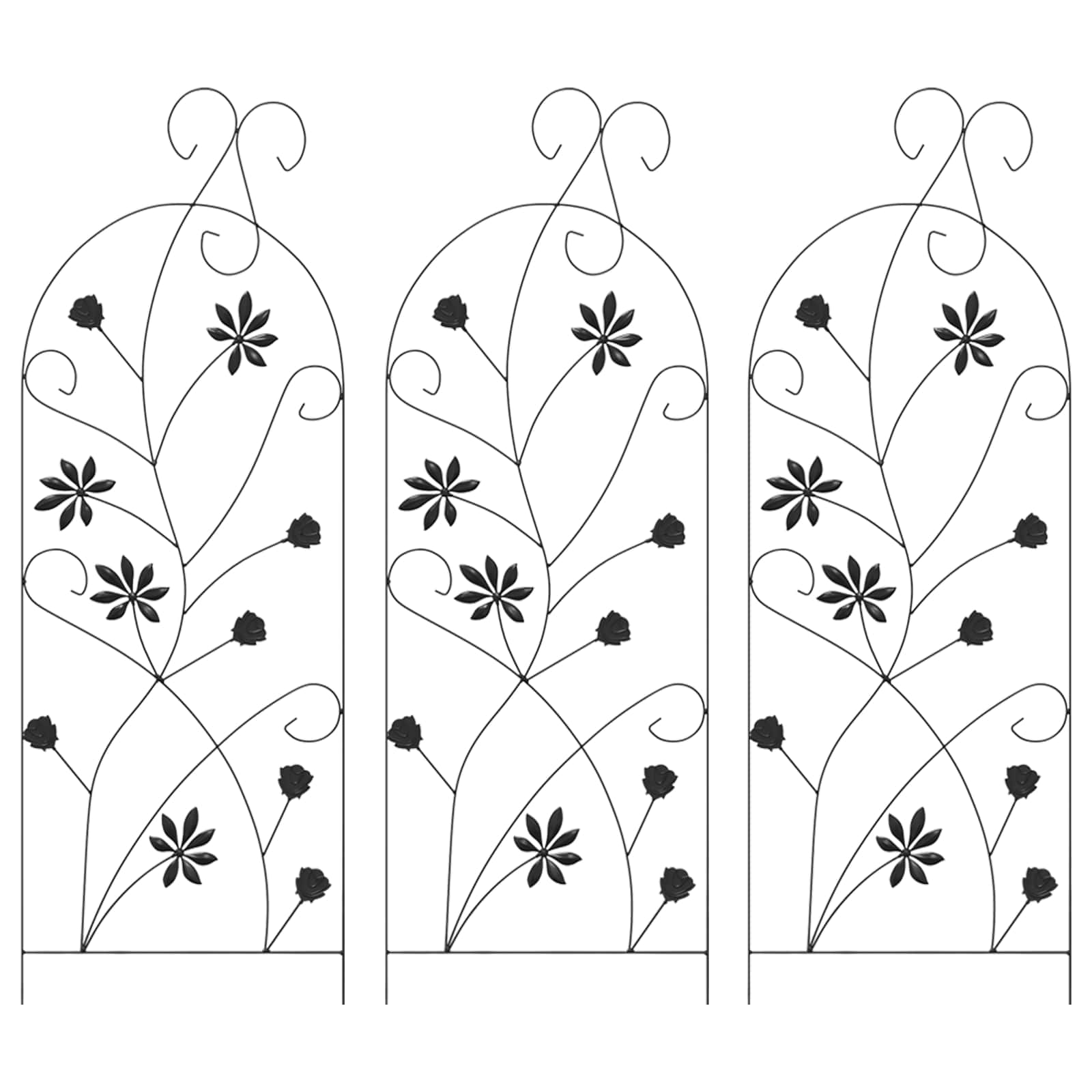 Vidaxl Gartentor mit Schloss 3 Stück schwarz 112 x 39,5 cm Stahl