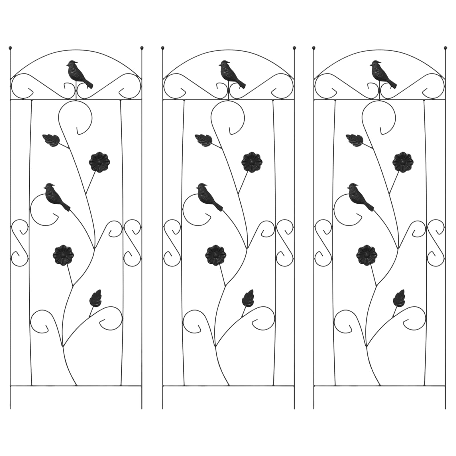 Vidaxl Gartenzaun 3 Stück schwarz 110 x 40 cm Stahl