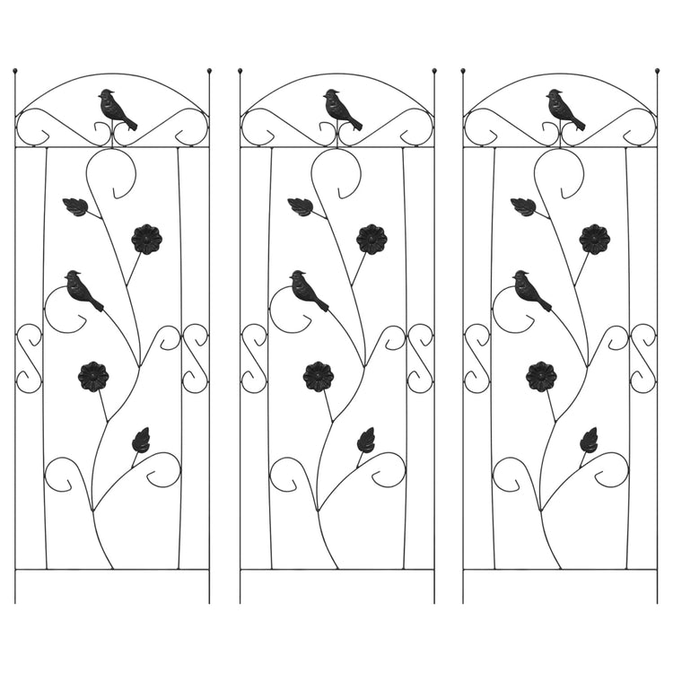 Vidaxl Gartenzaun 3 Stück schwarz 110 x 40 cm Stahl