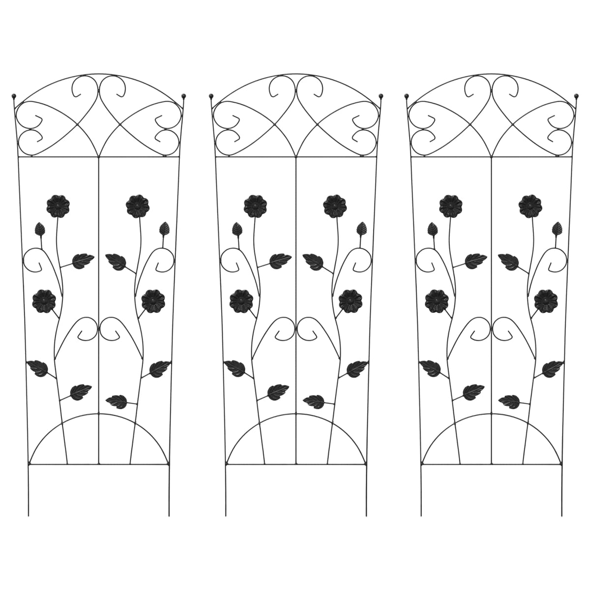 Vidaxl Gartenzaun 3 Stück schwarz 110,5 x 42,5 cm Stahl
