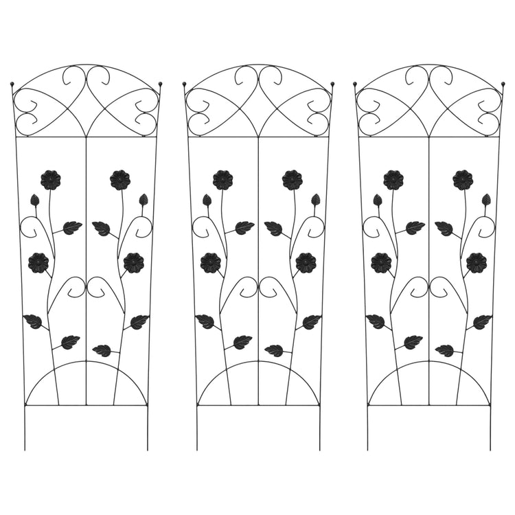 Vidaxl Gartenzaun 3 Stück schwarz 110,5 x 42,5 cm Stahl