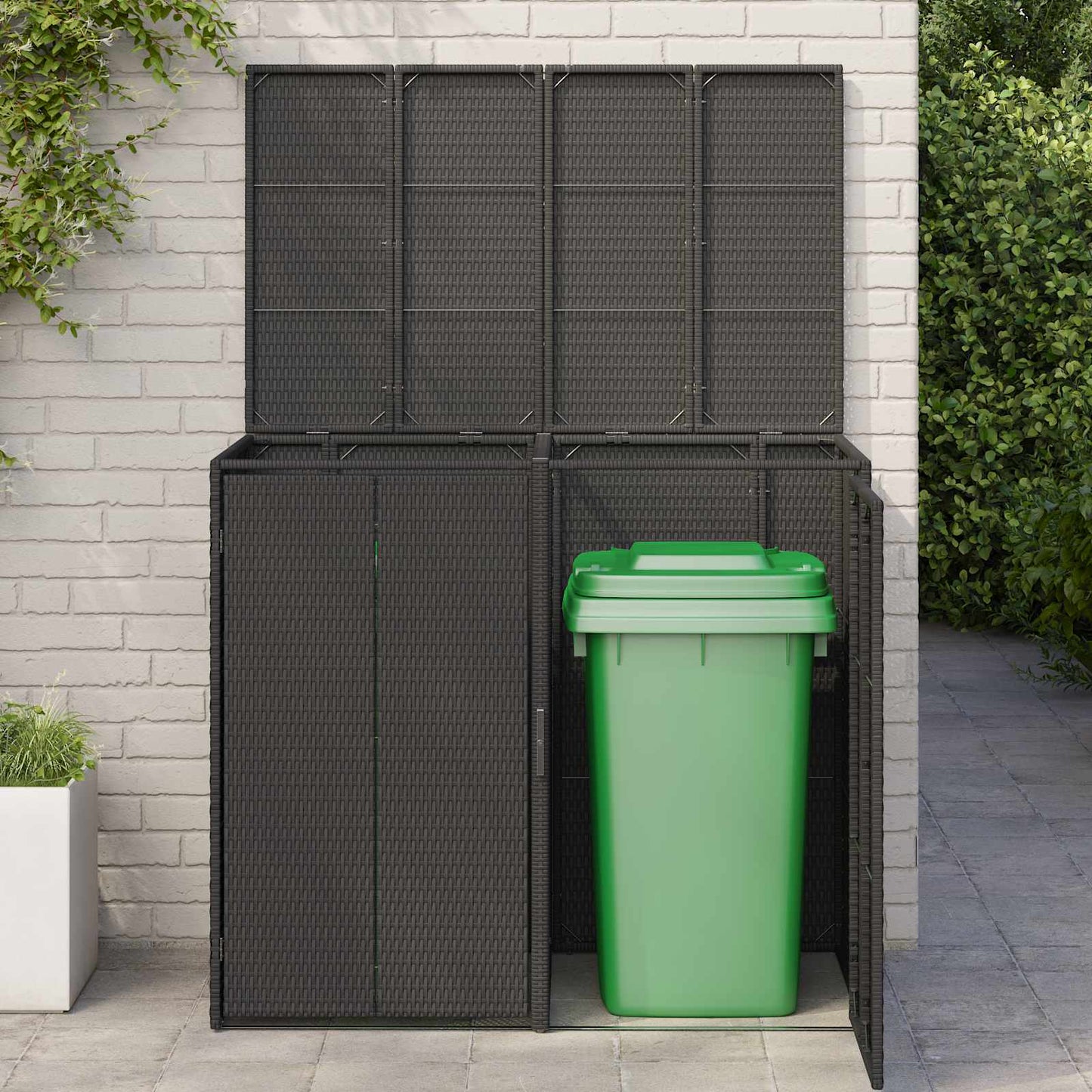 Vidaxx Abfallbehälterbox 2 Stück schwarz 65 x 80 x 115 cm Polyethylen