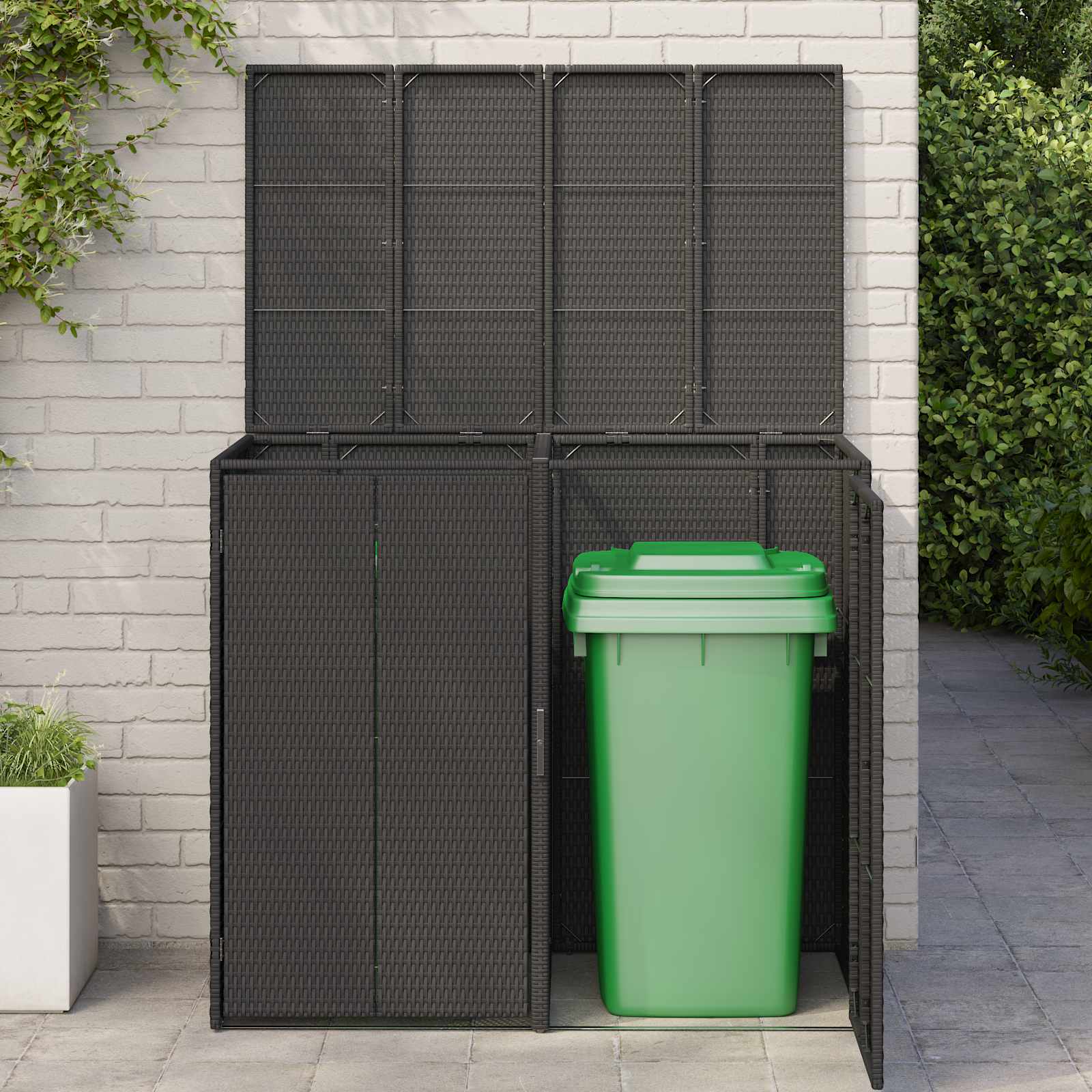 Vidaxx Abfallbehälterbox 2 Stück schwarz 65 x 80 x 115 cm Polyethylen