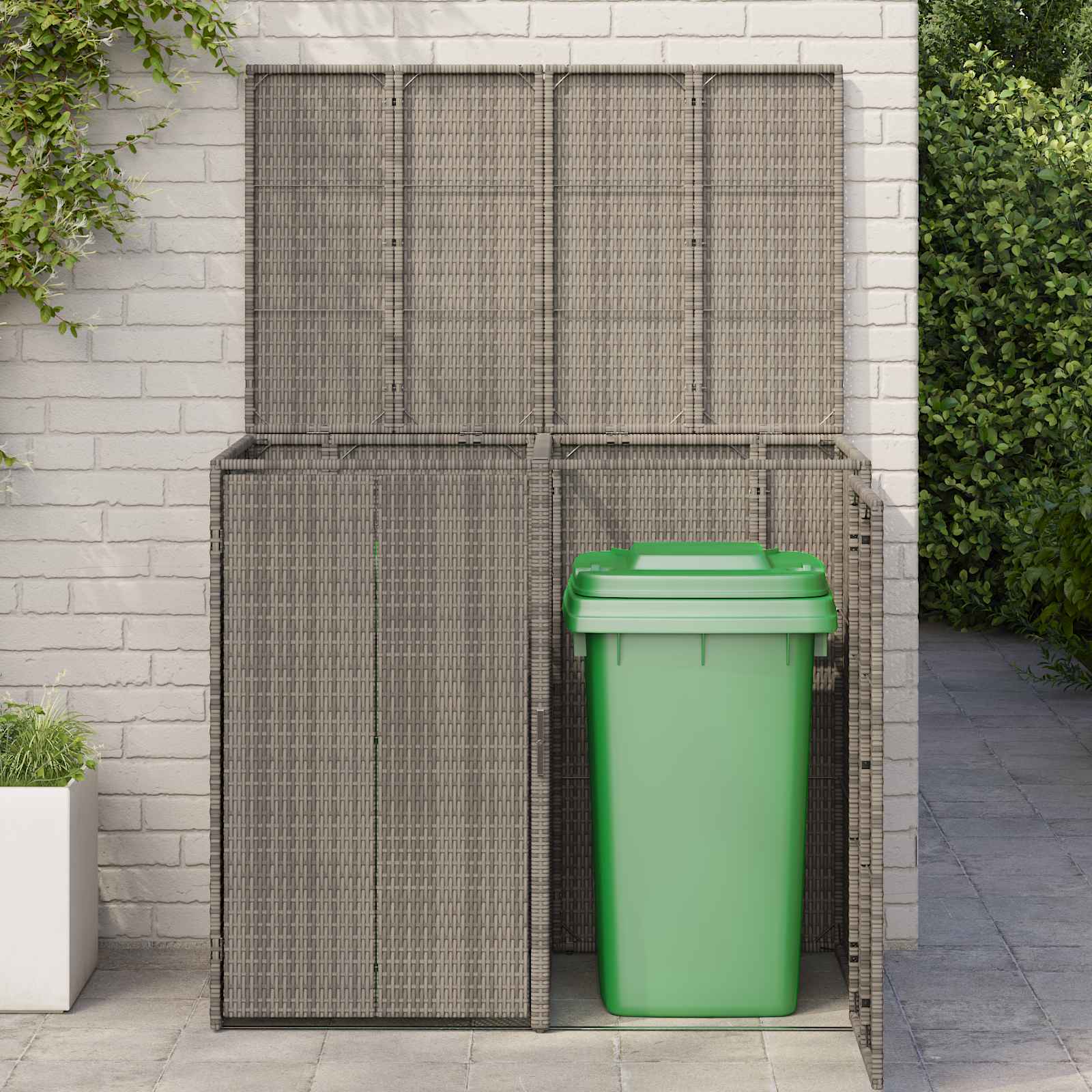 Vidaxx Abfallbehälterbox 2 Stück grau 65 x 80 x 115 cm Polyethylen