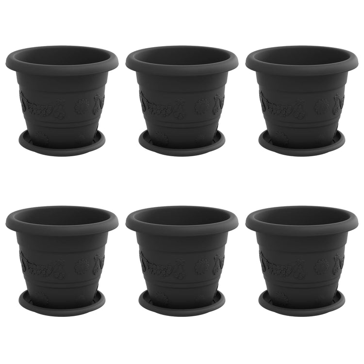 Vidaxxl Pflanztöpfe 6 Stück schwarz ø 26 x 21,5 cm Kunststoff