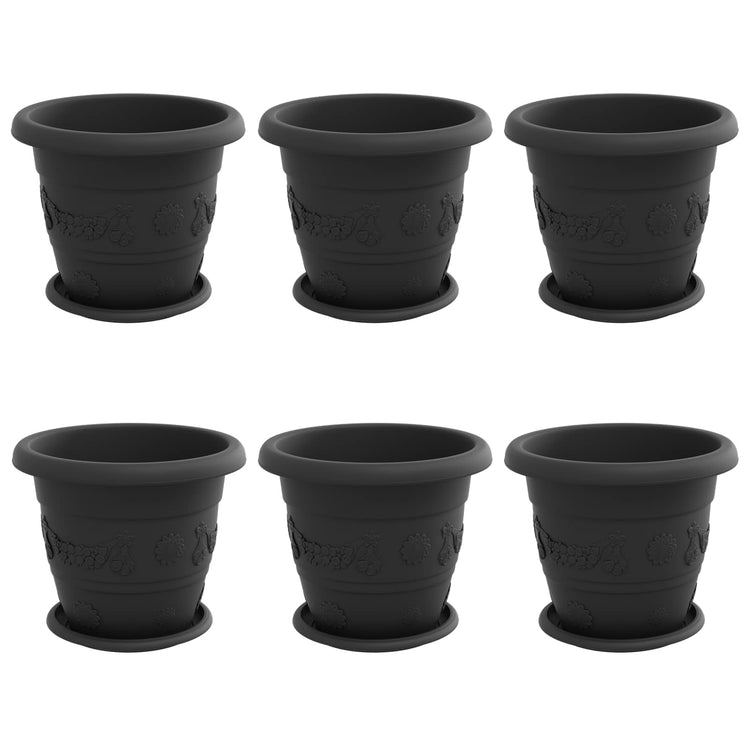 Vidaxxl Pflanztöpfe 6 Stück schwarz ø 26 x 21,5 cm Kunststoff