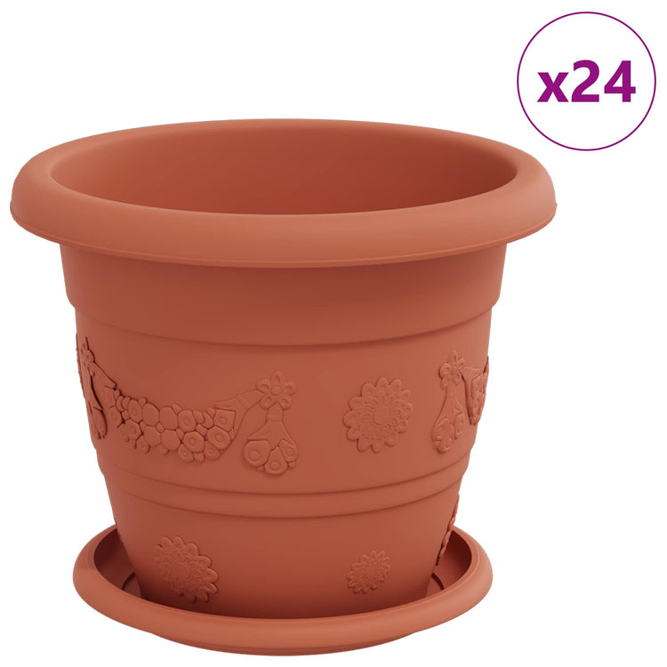 Vidaxxl Pflanztöpfe 24 Stück ziegelrot ø 26 x 21,5 cm Kunststoff