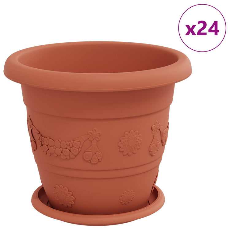 Vidaxxl Pflanztöpfe 24 Stück ziegelrot ø 26 x 21,5 cm Kunststoff