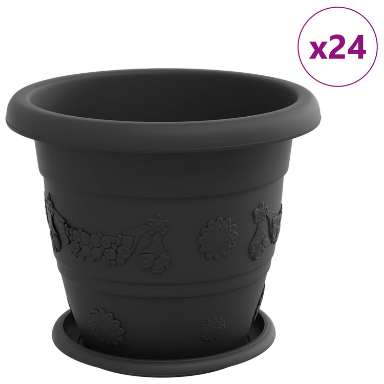 Vidaxxl Pflanztöpfe 24 Stück schwarz ø 26 x 21,5 cm Kunststoff
