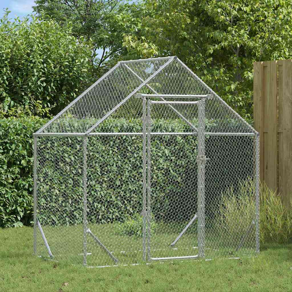 Vidaxl Hühnerstall Silber 170 x 100 x 177 cm verzinkter Stahl