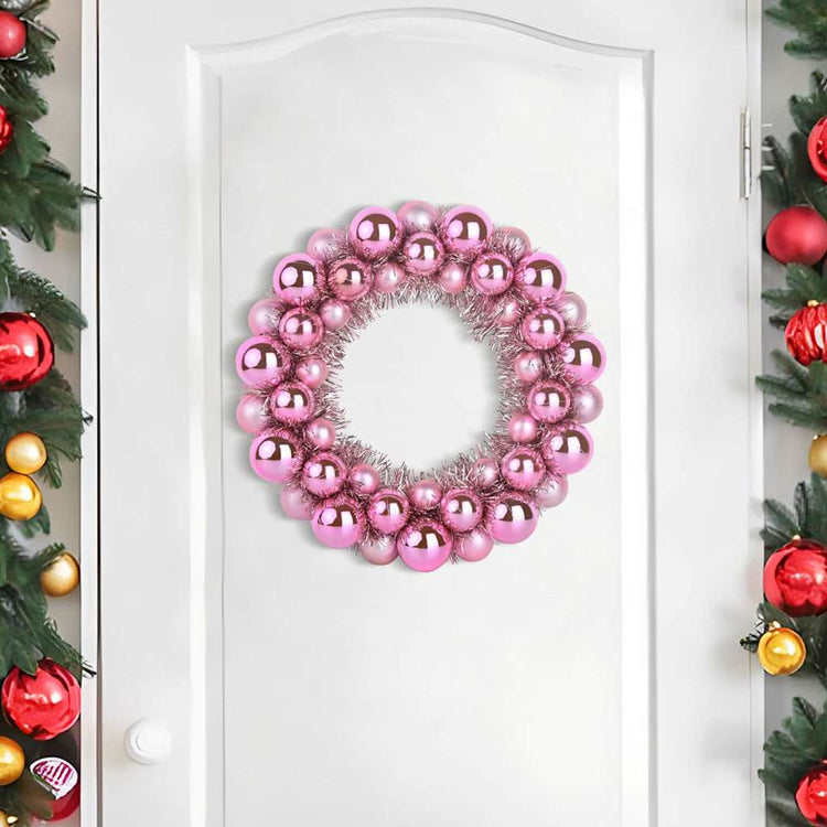 Vidaxl Weihnachtskugelkränze 2 Stück rosa 33 x 33 x 7 cm Polystyrol