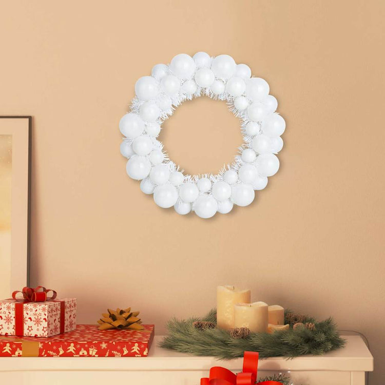 VidaXL Weihnachtskugelkränze 2 Stück weiß 33 x 33 x 7 cm Polystyrol