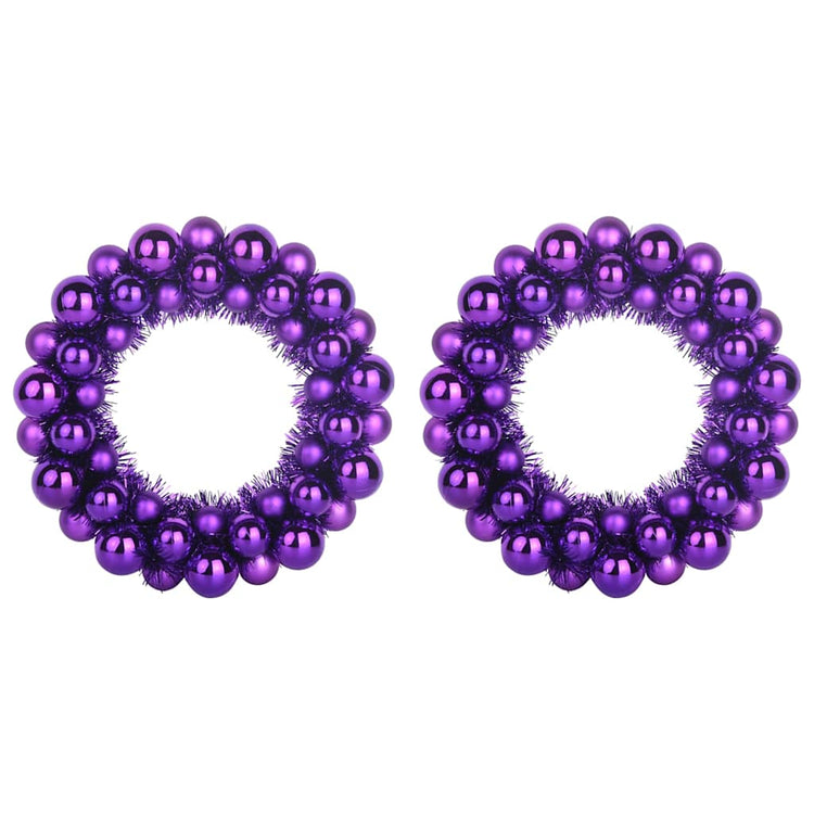 Vidaxl Weihnachtskugelkränze 2 Stück lila 33 x 33 x 7 cm Polystyrol