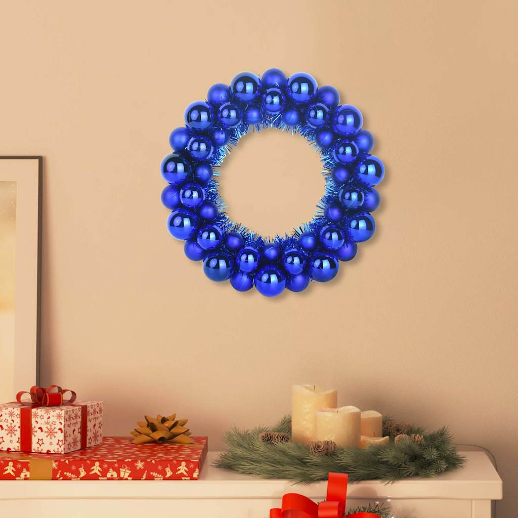 VidaXL Weihnachtskugelkränze 2 Stück Blau 33 x 33 x 7 cm Polystyrol