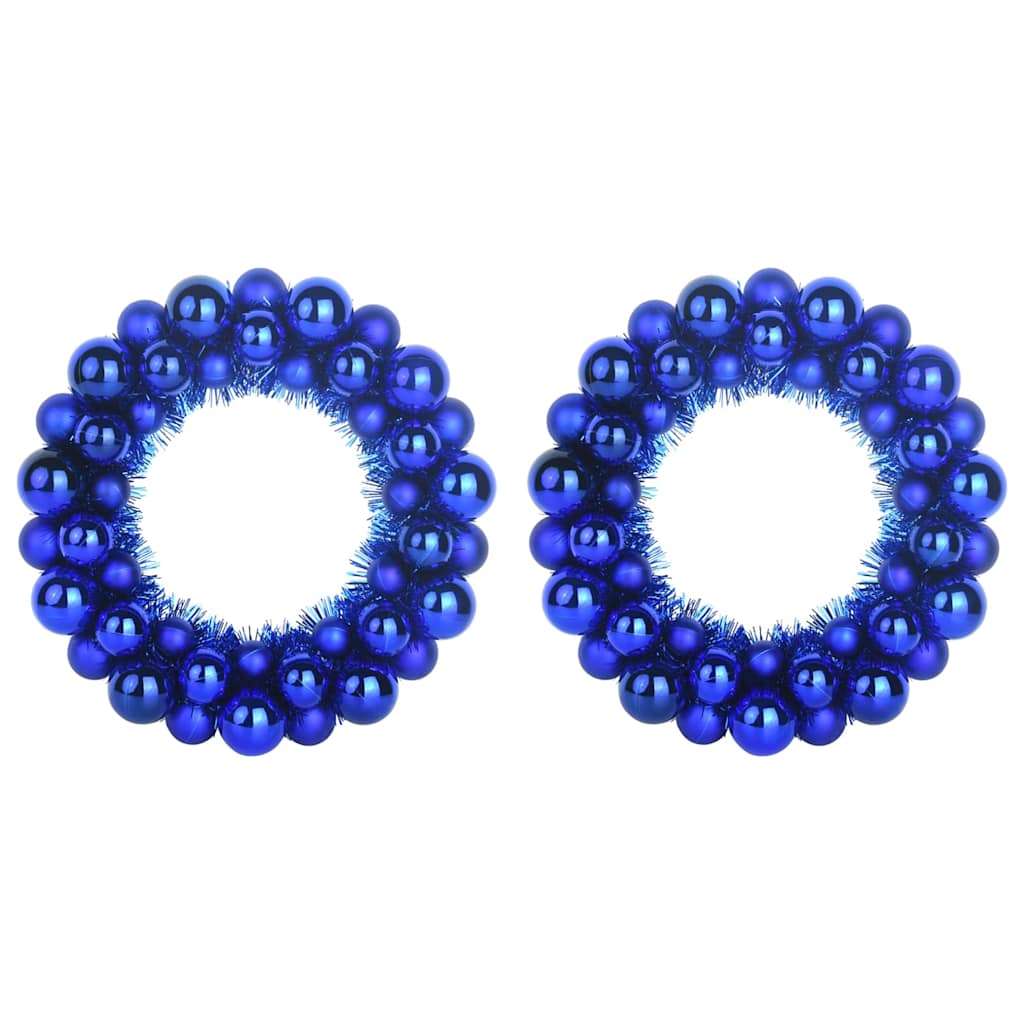 VidaXL Weihnachtskugelkränze 2 Stück Blau 33 x 33 x 7 cm Polystyrol