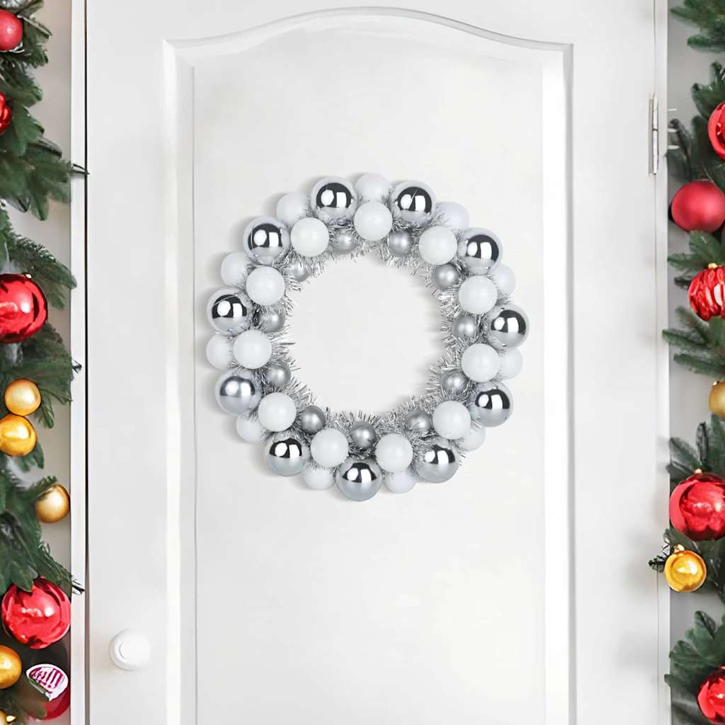 VidaXL Weihnachtskugelkränze 2 Stück Weiß und Silber 33 x 33 x 7 cm Polystyrol