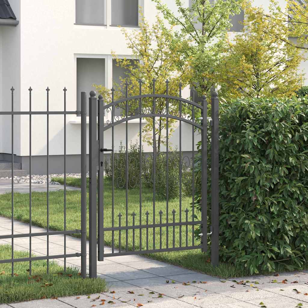 VidaXL Zauntor mit Speer oben mit Schloss grau 103 x 175 cm Stahl