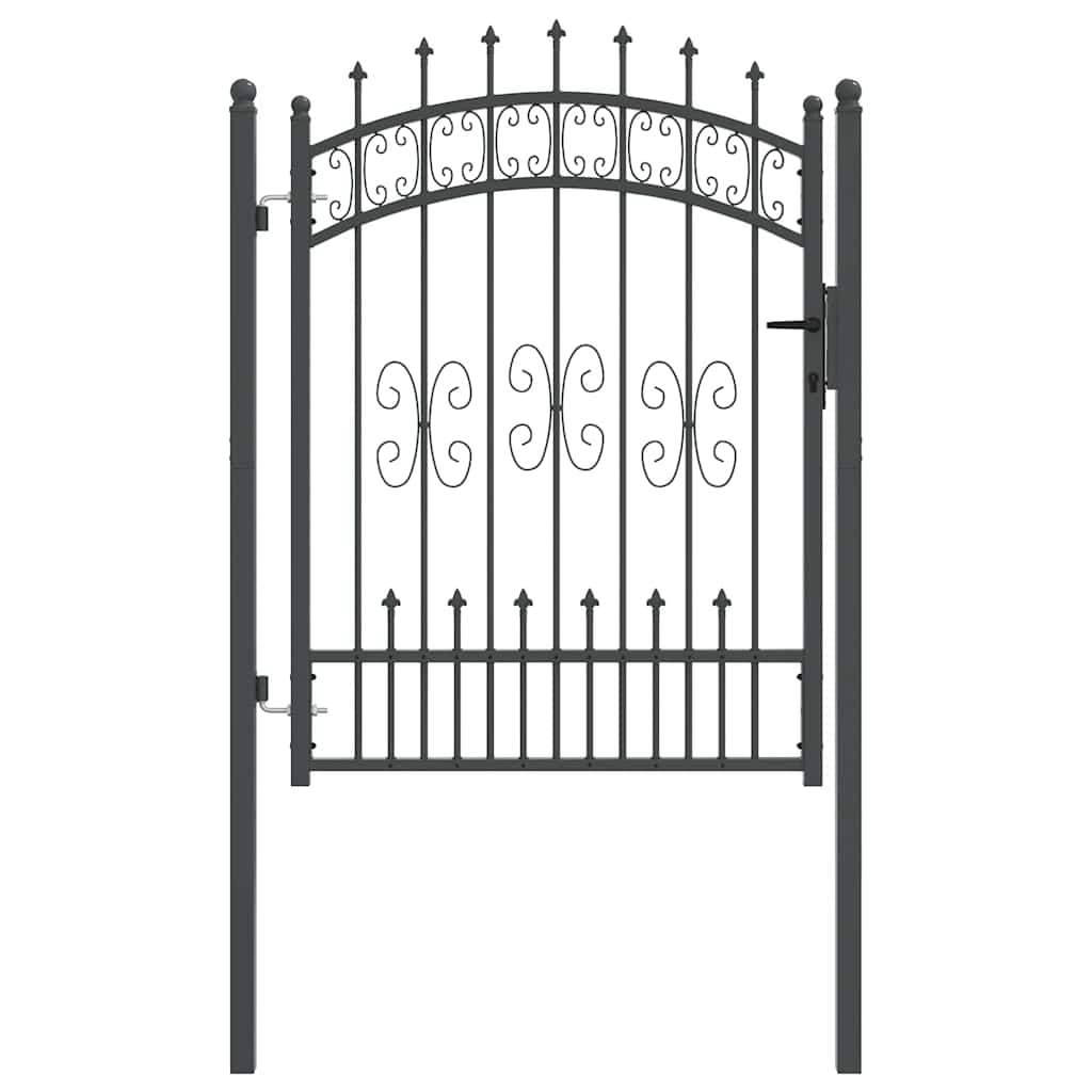 VidaXL Zauntor mit Speer oben mit Schloss grau 103 x 175 cm Stahl