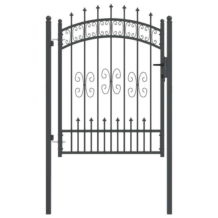 VidaXL Zauntor mit Speer oben mit Schloss grau 103 x 175 cm Stahl