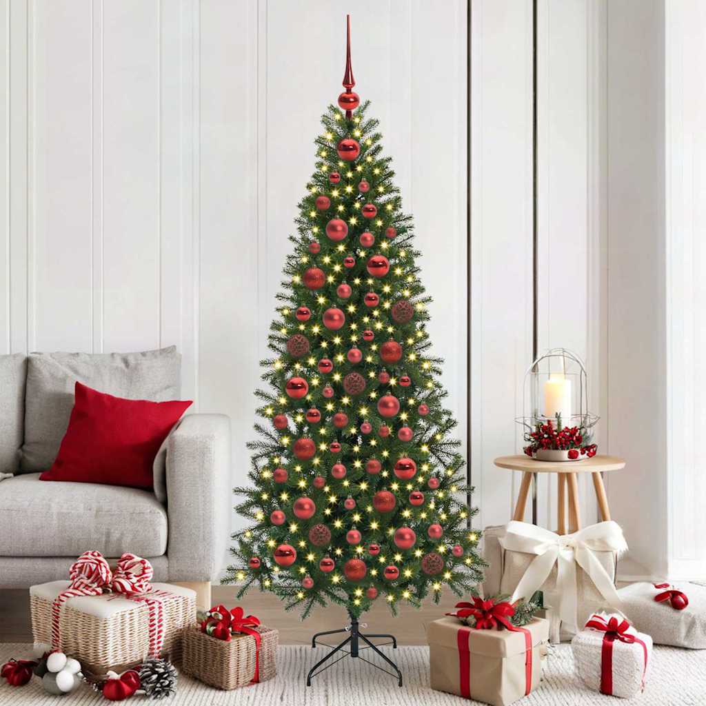 VidaXL Weihnachtskugel-Set mit 300 LEDs, 120 Stück, roter Kunststoff