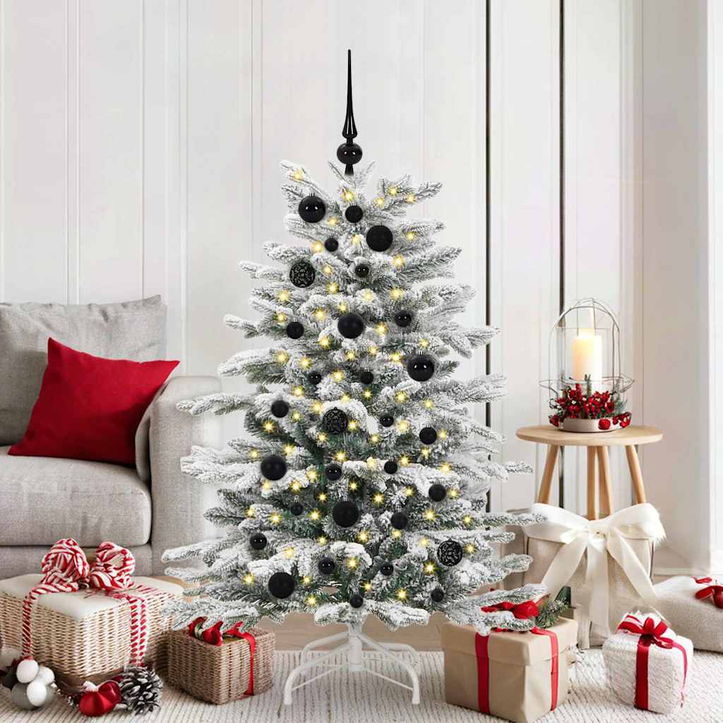 VidaXL Weihnachtskugel-Set mit 150 LEDs, 61-teilig, schwarzer Kunststoff