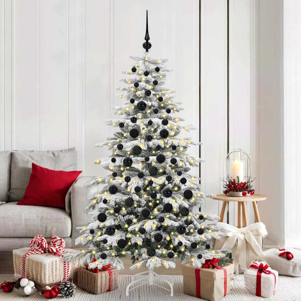 VidaXL Weihnachtskugel-Set mit 300 LEDs, 120 Stück, schwarzer Kunststoff