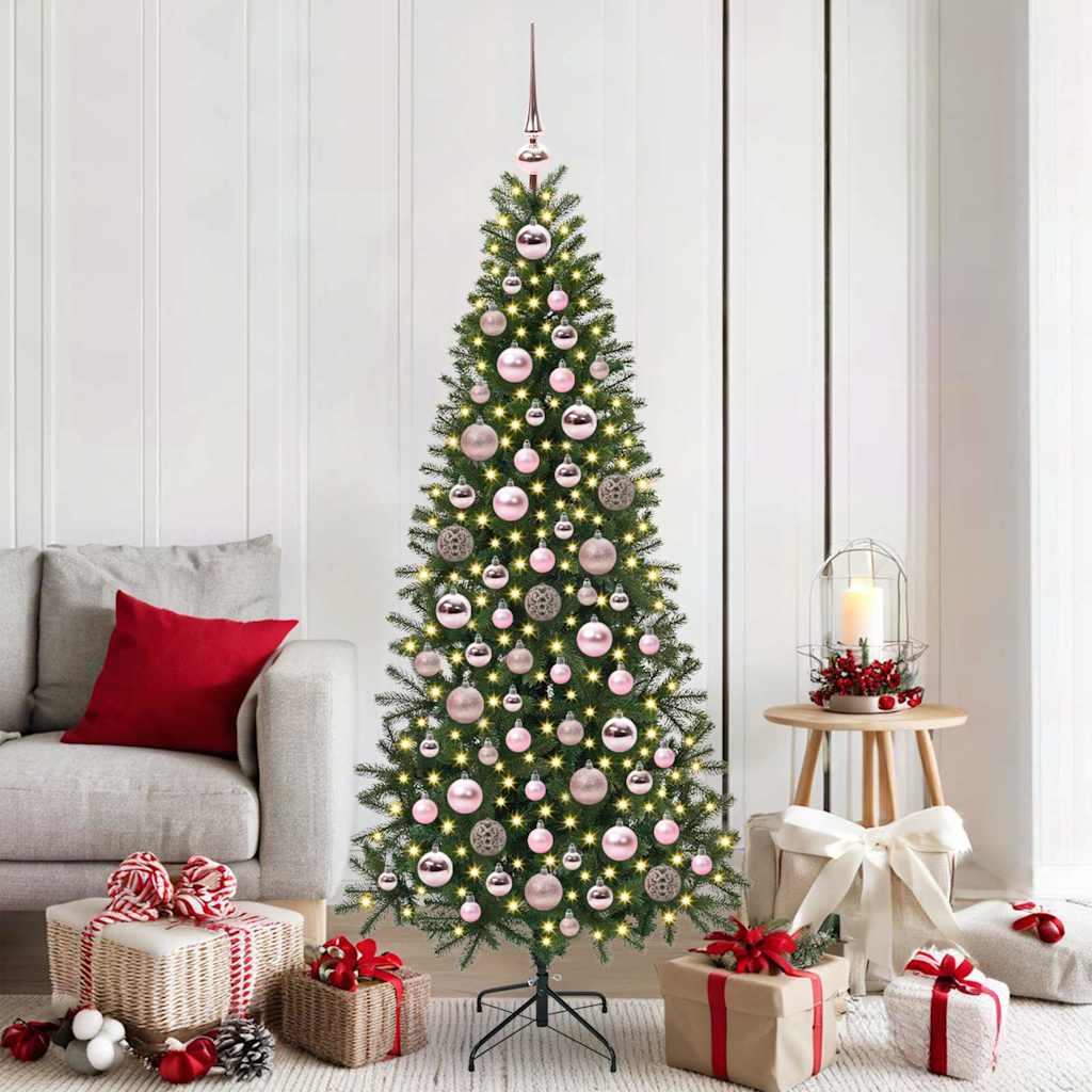 VidaXL Weihnachtskugel-Set mit 300 LEDs, 120 Stück, rosa Kunststoff