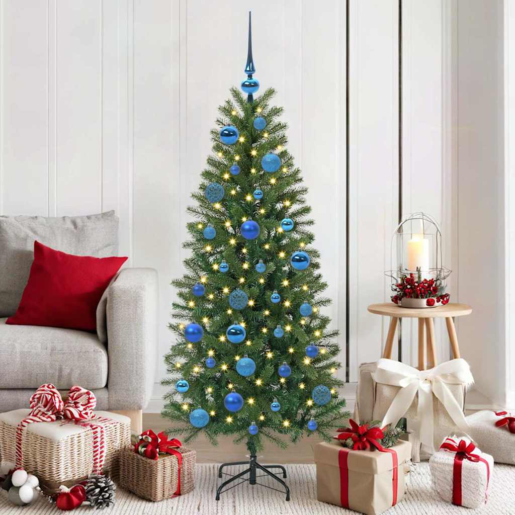 VidaXL Weihnachtskugel-Set mit 150 LEDs, 61-teilig, blauer Kunststoff