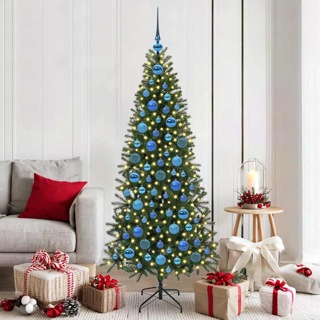 VidaXL Weihnachtskugel-Set mit 300 LEDs, 120 Stück, blauer Kunststoff