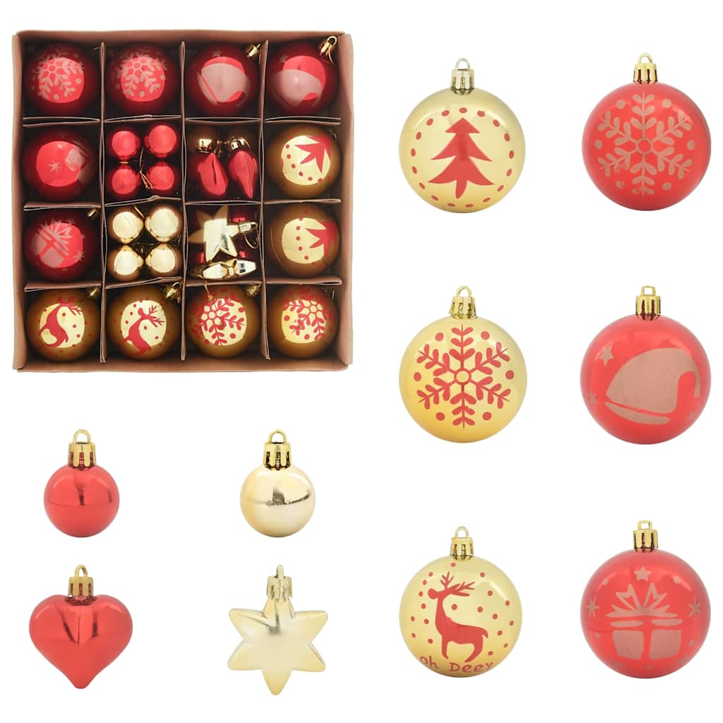 VidaXL Weihnachtskugel-Set 40-teilig aus goldenem und rotem Kunststoff