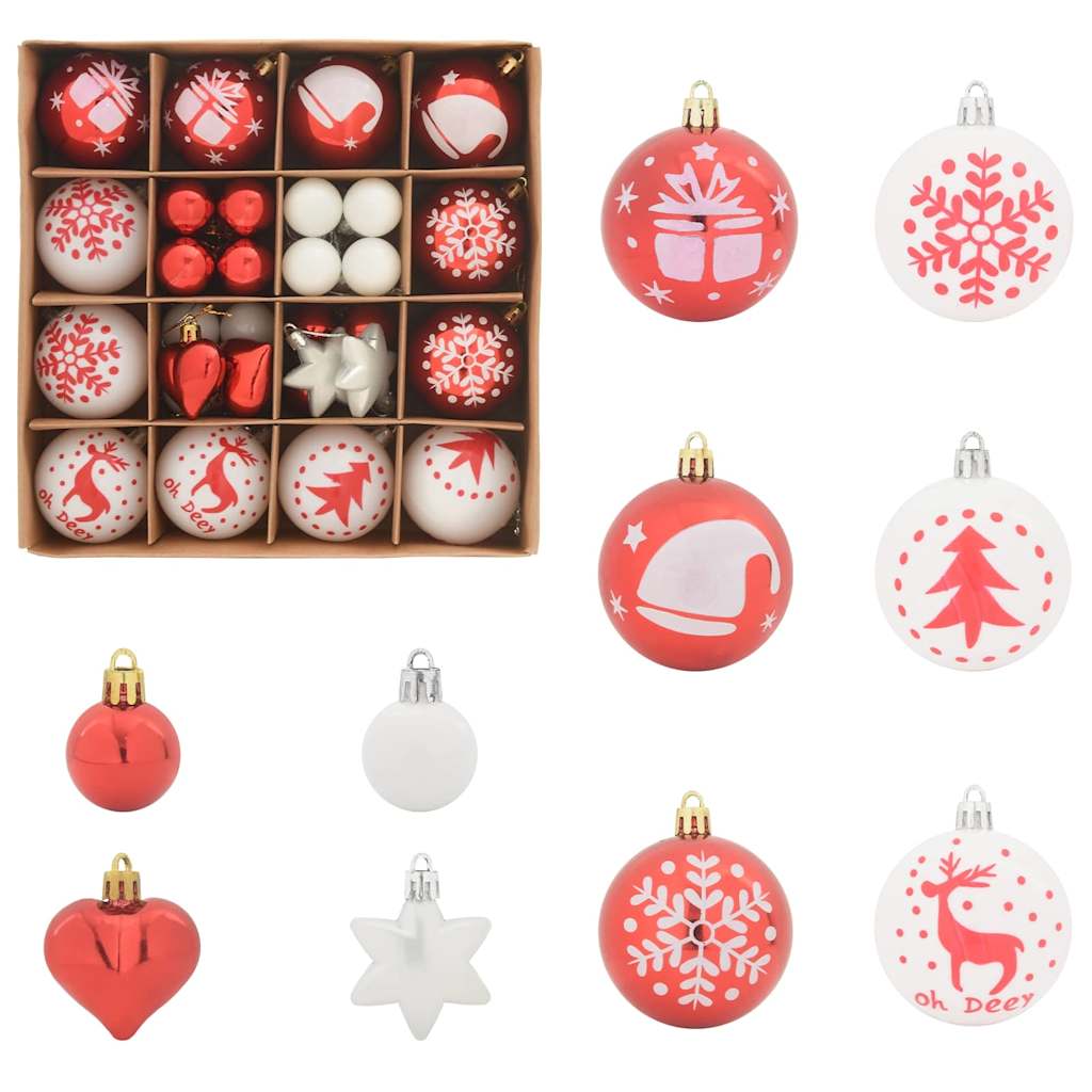 VidaXL Weihnachtskugel-Set 40-teilig aus rotem und weißem Kunststoff