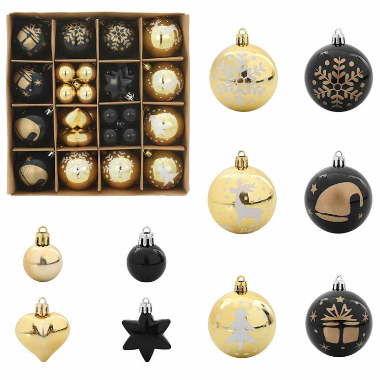 VidaXL Weihnachtskugel-Set 40-teilig aus schwarzem und goldenem Kunststoff