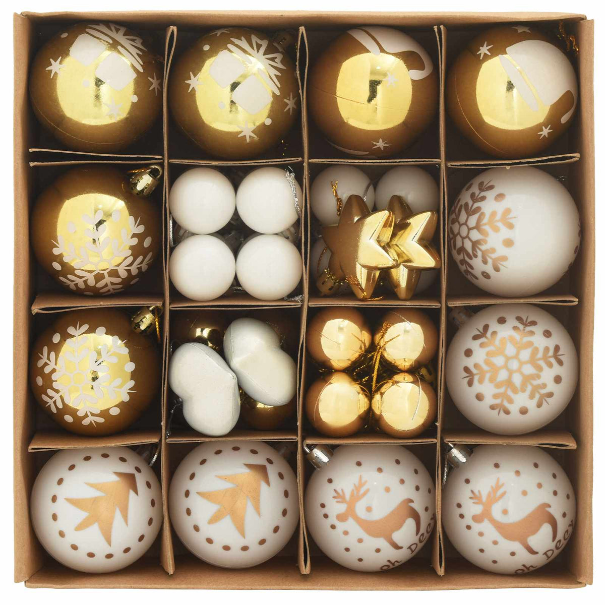 VidaXL Weihnachtskugel-Set 40-teilig aus weißem und goldenem Kunststoff
