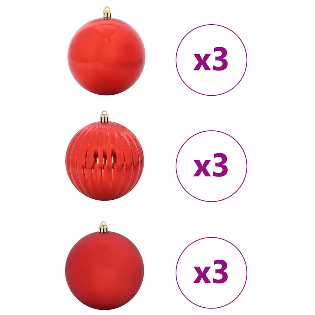VidaXL Weihnachtskugel-Set XL 9-tlg. Roter Kunststoff