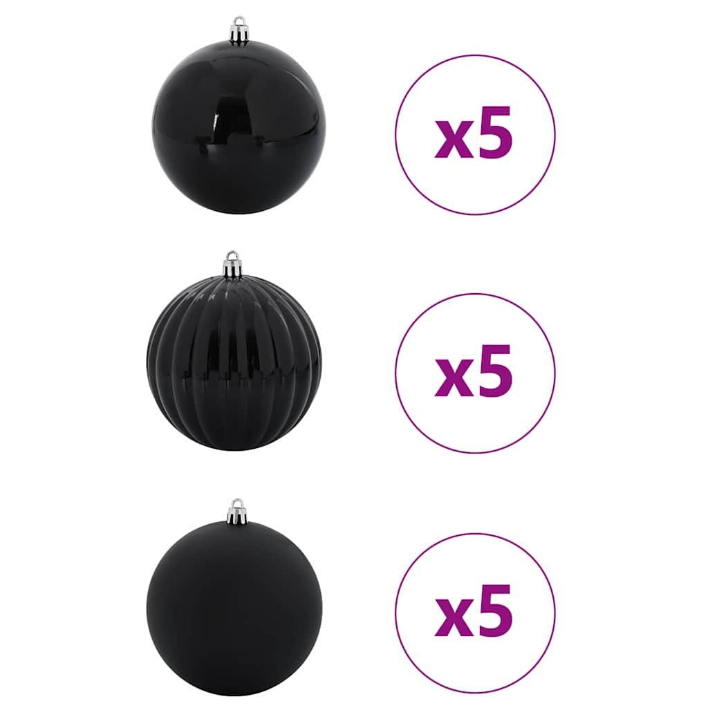 Vidaxl Weihnachtskugel-Set XL 15-teilig aus schwarzem Kunststoff