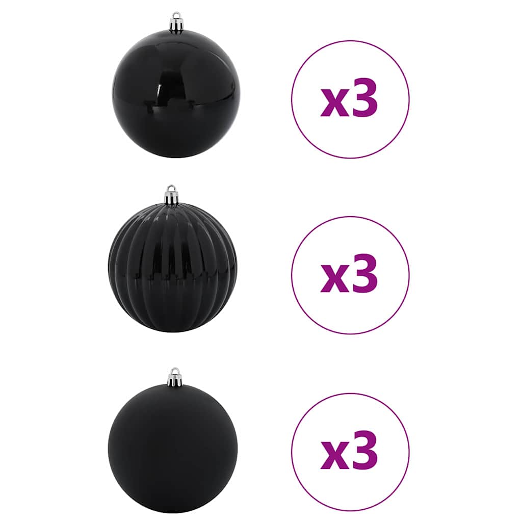 VidaXL Weihnachtskugel-Set XL 9-tlg. Schwarzer Kunststoff