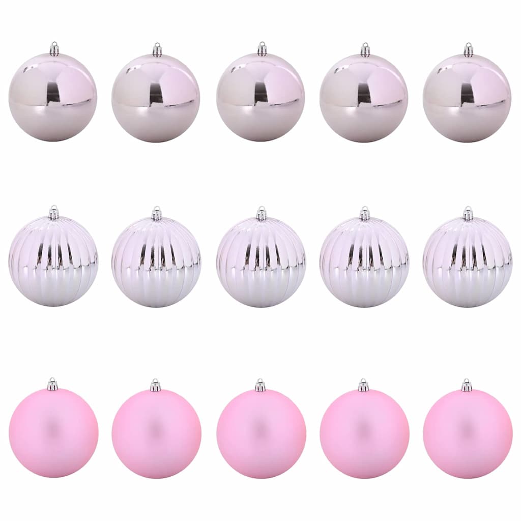 Vidaxl Weihnachtskugel-Set XL 15 Stück rosa Kunststoff
