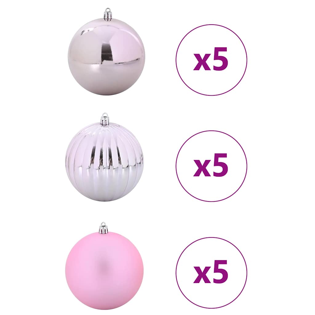 Vidaxl Weihnachtskugel-Set XL 15 Stück rosa Kunststoff