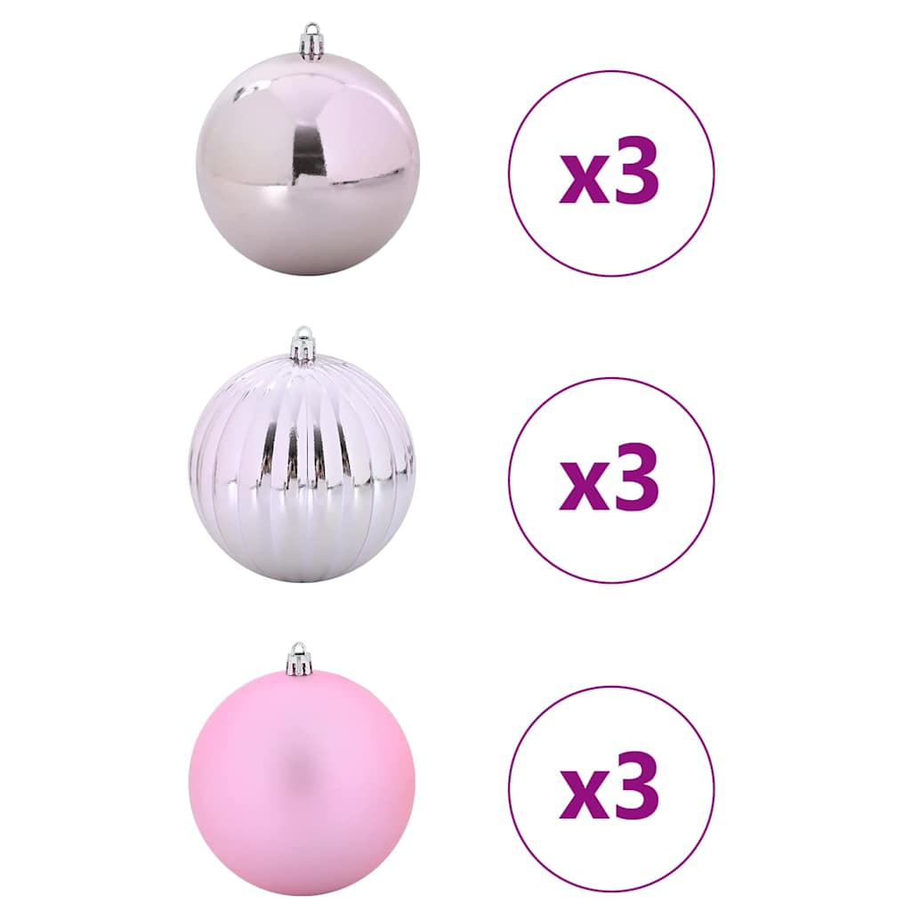 VidaXL Weihnachtskugel-Set XL 9-tlg. rosa Kunststoff