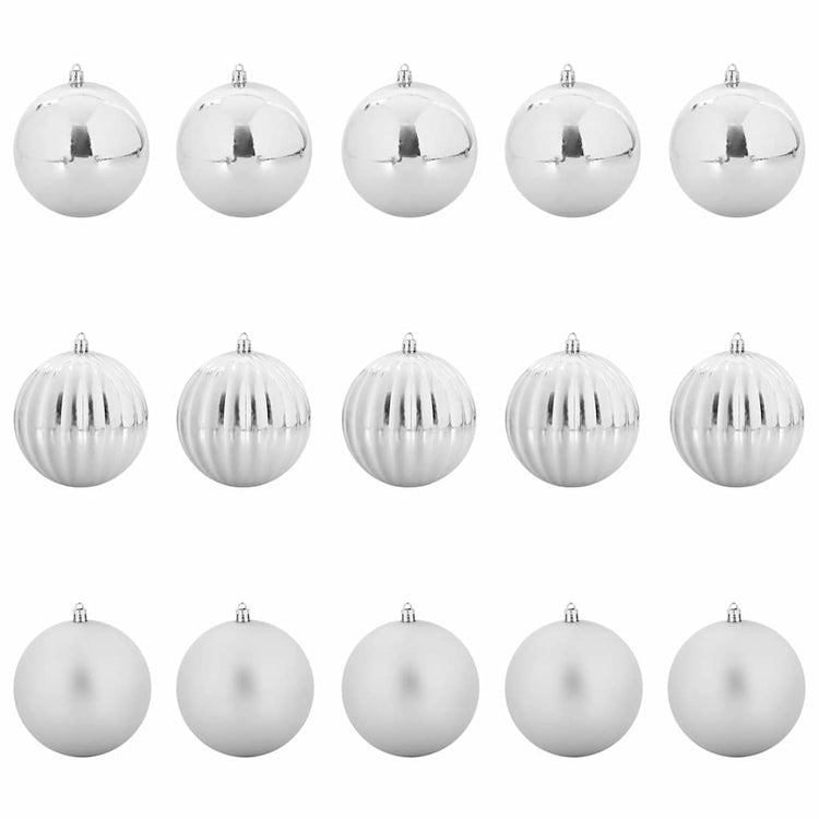 Vidaxl Weihnachtskugel-Set XL 15-tlg. Silber aus Kunststoff