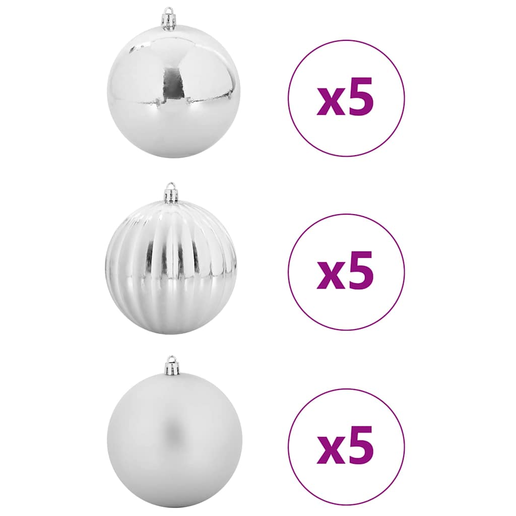 Vidaxl Weihnachtskugel-Set XL 15-tlg. Silber aus Kunststoff