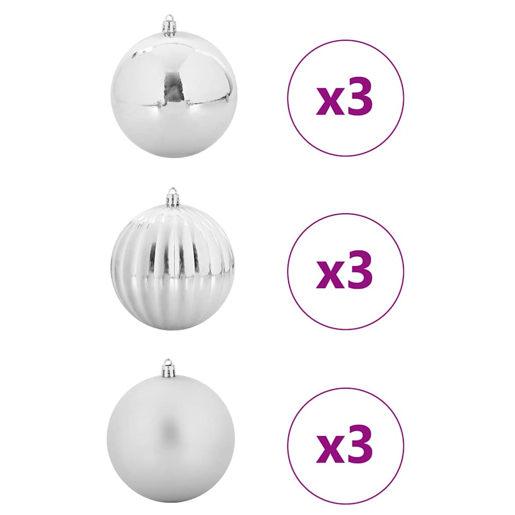 VidaXL Weihnachtskugel-Set XL 9-tlg. Silber Kunststoff