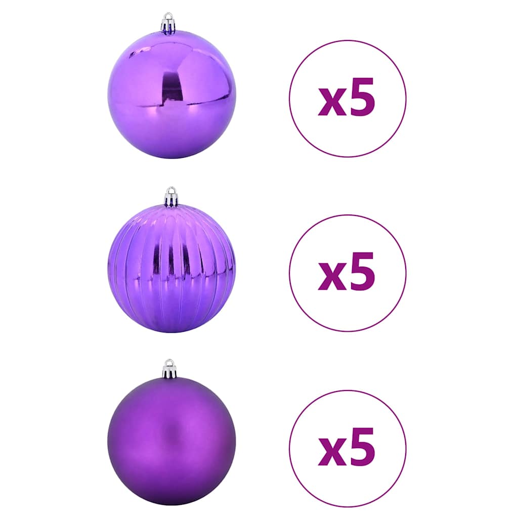 Vidaxl Weihnachtskugel-Set XL 15 Stück lila Kunststoff