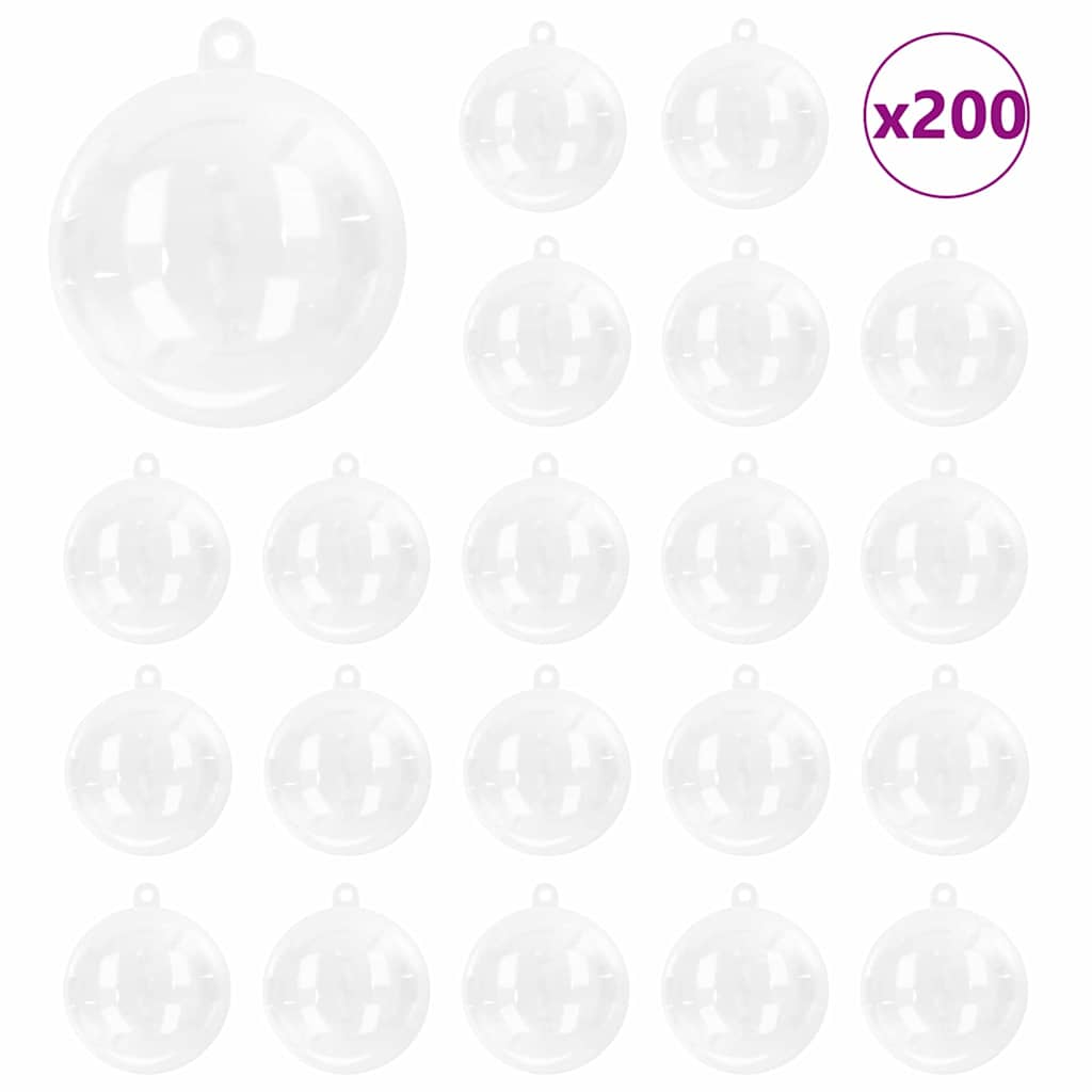 VidaXL Weihnachtskugel-Set 200 Stück transparent ø 5 cm