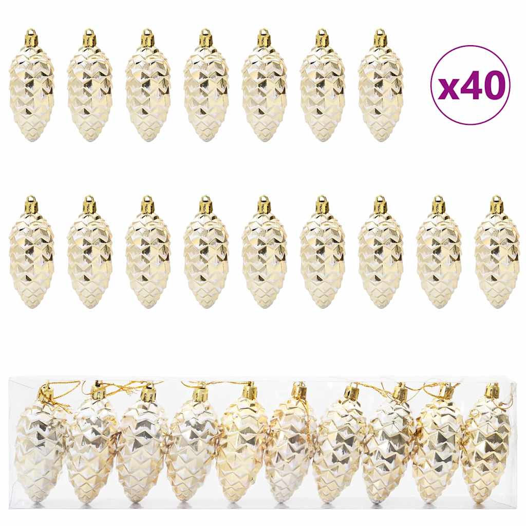 VidaXL Weihnachts-Tannenzapfen 40 Stück goldfarbener Kunststoff
